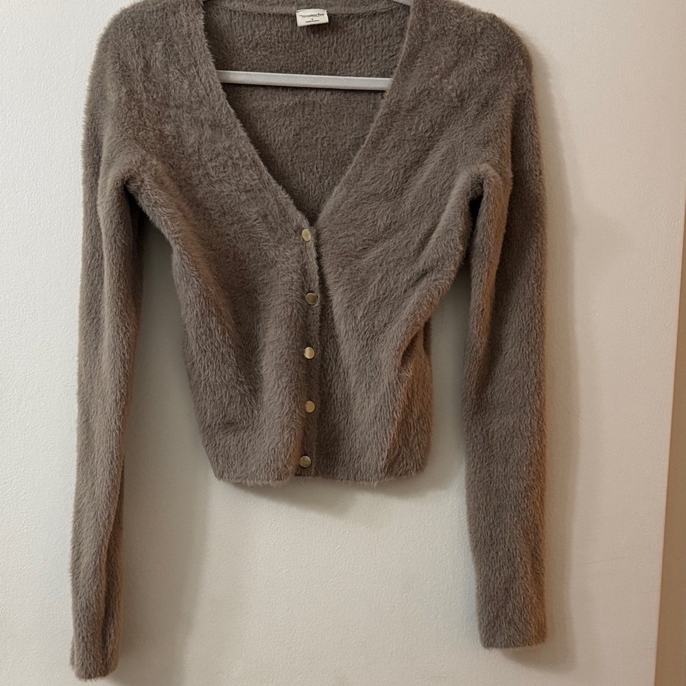 Abercrombie & Fitch Fuzzy Brown Cardigan